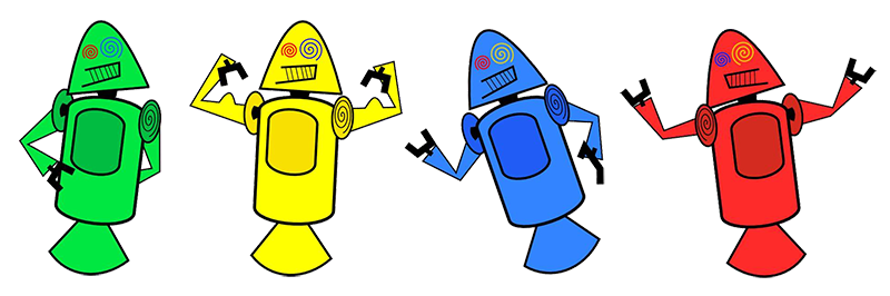 Conjunto de androids coloridos